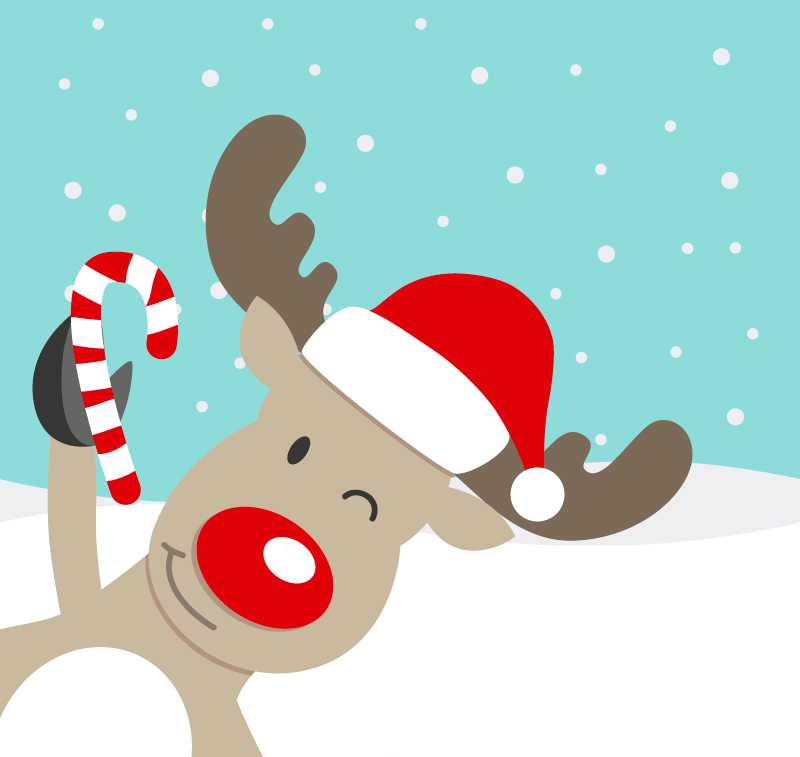 Cartoon Christmas reindeer blink vector material
