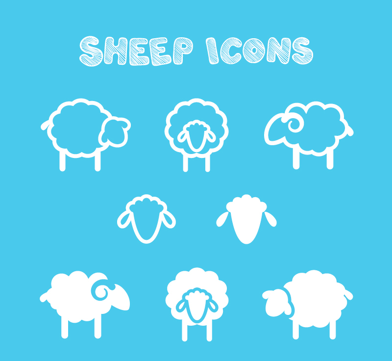8 white sheep icon vector material
