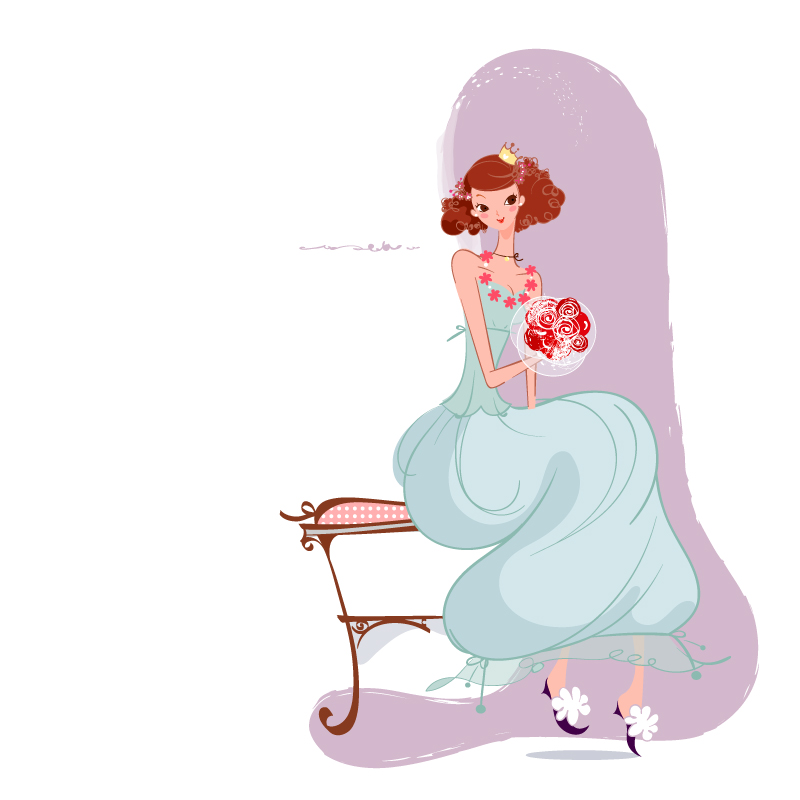 Bridal bouquet of blue vector material
