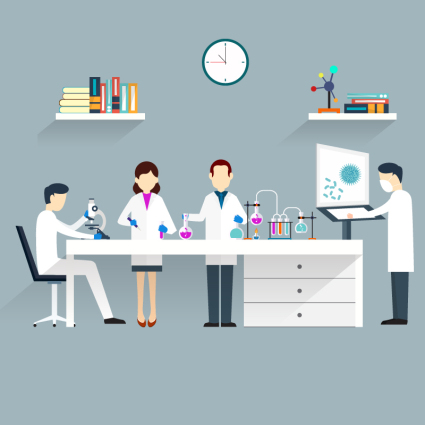 Scientific research room illustration vector material