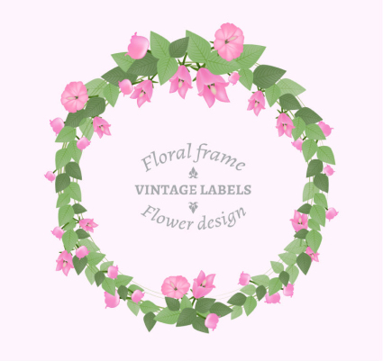 Pink wreath border vector material