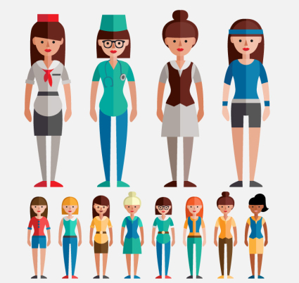 12 professional women design vector