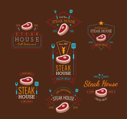 7 paragraph Steakhouse tag vector material
