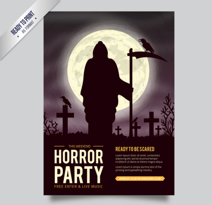 Creative Reaper Halloween party flyer Vector