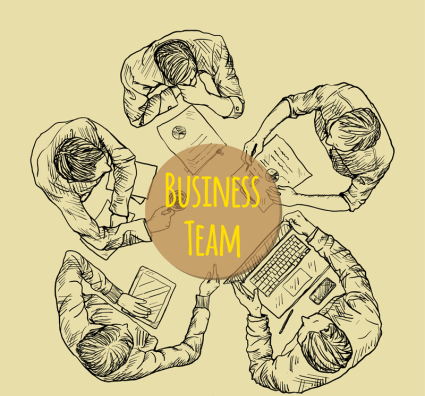 Business team plan view vector material