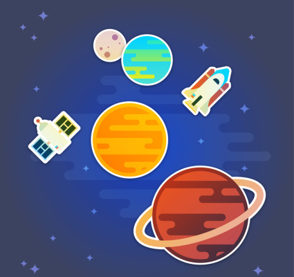 Cartoon stickers vector material universe