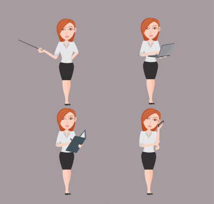 4 Business Women design vector material