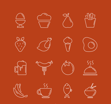16 models of creative food icon vector material
