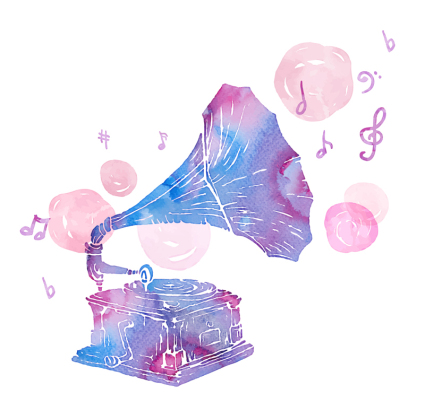 Stained water gramophone vector material