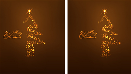 Golden Christmas tree light effect vector material