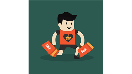 Handheld shopping bag man vector material