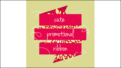 Promotional cute ribbon background vector material