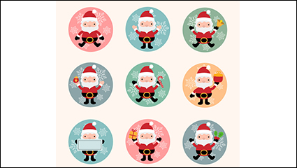 9 circular icon vector material Cartoon Santa Claus