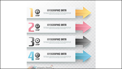 Colored arrows Business Information map vector material