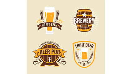 4 beer label element vector material