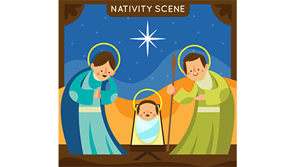 Nativity cartoon illustration vector material