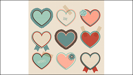 9 retro love label vector material