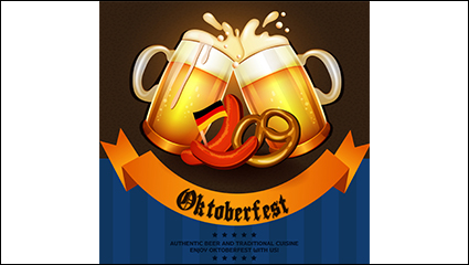 Oktoberfest clink beer posters vector material