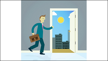 Business man getting ready for work vector material