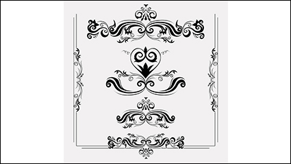 6 black lace pattern and design vector material