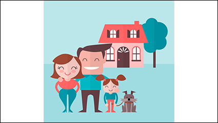 Cartoon family of three vector material