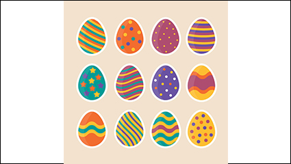 9 eggs sticker pattern vector material