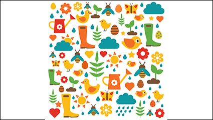 Fresh gardening cartoon seamless background vector