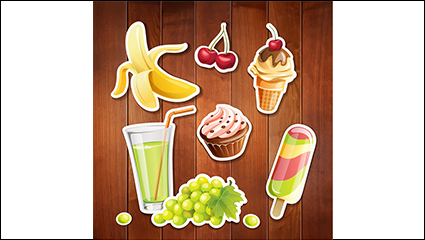 7 of delicious food stickers vector material