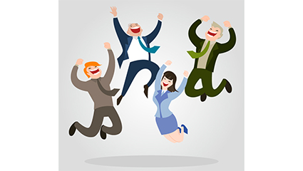 4 business people jumping vector material cheers
