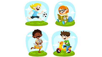 4 Vector cartoon play children