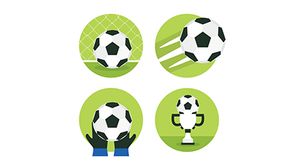 4 black and white football icon vector material