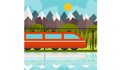 Beautiful scenery along the train and vector material