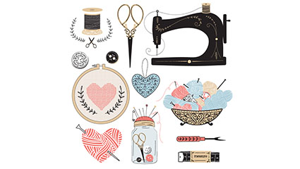 12 Hand sewing element vector material