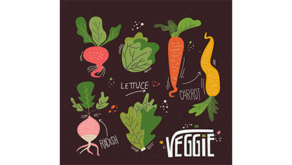 6 colored vegetables design vector