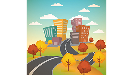 Building scenery vector material side of the road