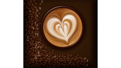 Fancy gourmet coffee and coffee beans Vector