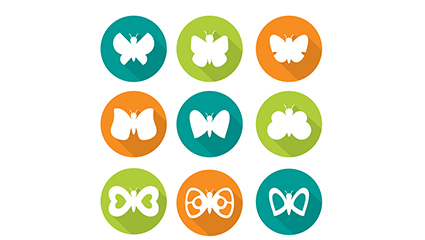 9 circular icon vector material Butterfly