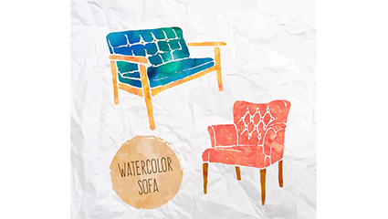 Two paragraph water stained sofa design vector material