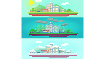 City banner vector material 3 kinds of weather conditions