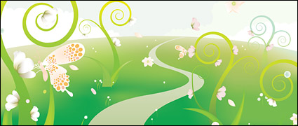 Butterfly flowers illustration vector illustration material