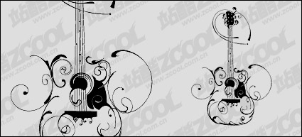 Guitar pattern vector material