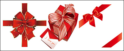Red ribbon bow gift vector material