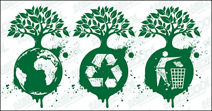 Trees growing on the Earth vector material