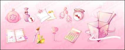 Female pink icon vector material-2