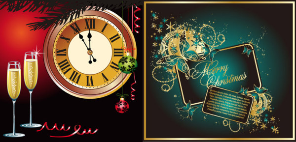 Champagne Clock Butterfly Vector 