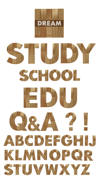 Simple wooden alphabet vector material