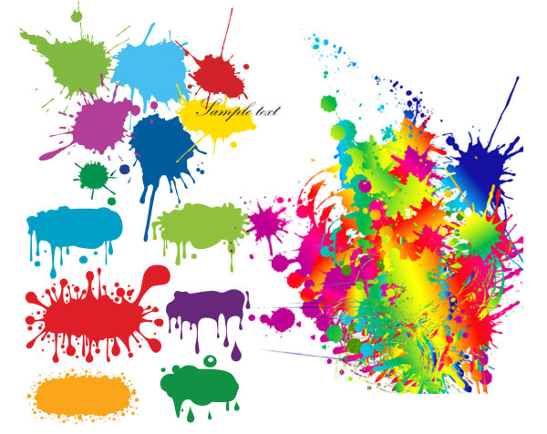 Color ink drops graffiti vector material
