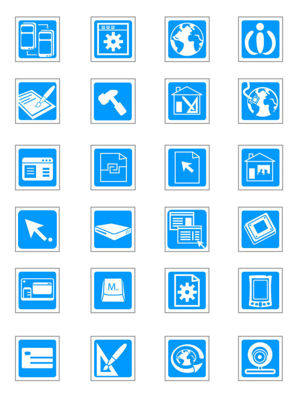 Blue Vector Technology exquisite icons - vector material
