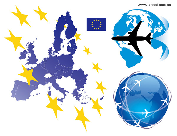 Earth aircraft flight path vector material 