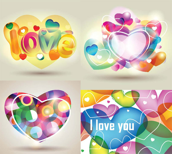 Combination of fashion heart-shaped vector material  -1